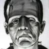 Frankenstein B&W Airbrushed on a T-Shirt