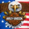 Eagle with Harley-Davidson Logo Airbrushed on a Denim Jacket